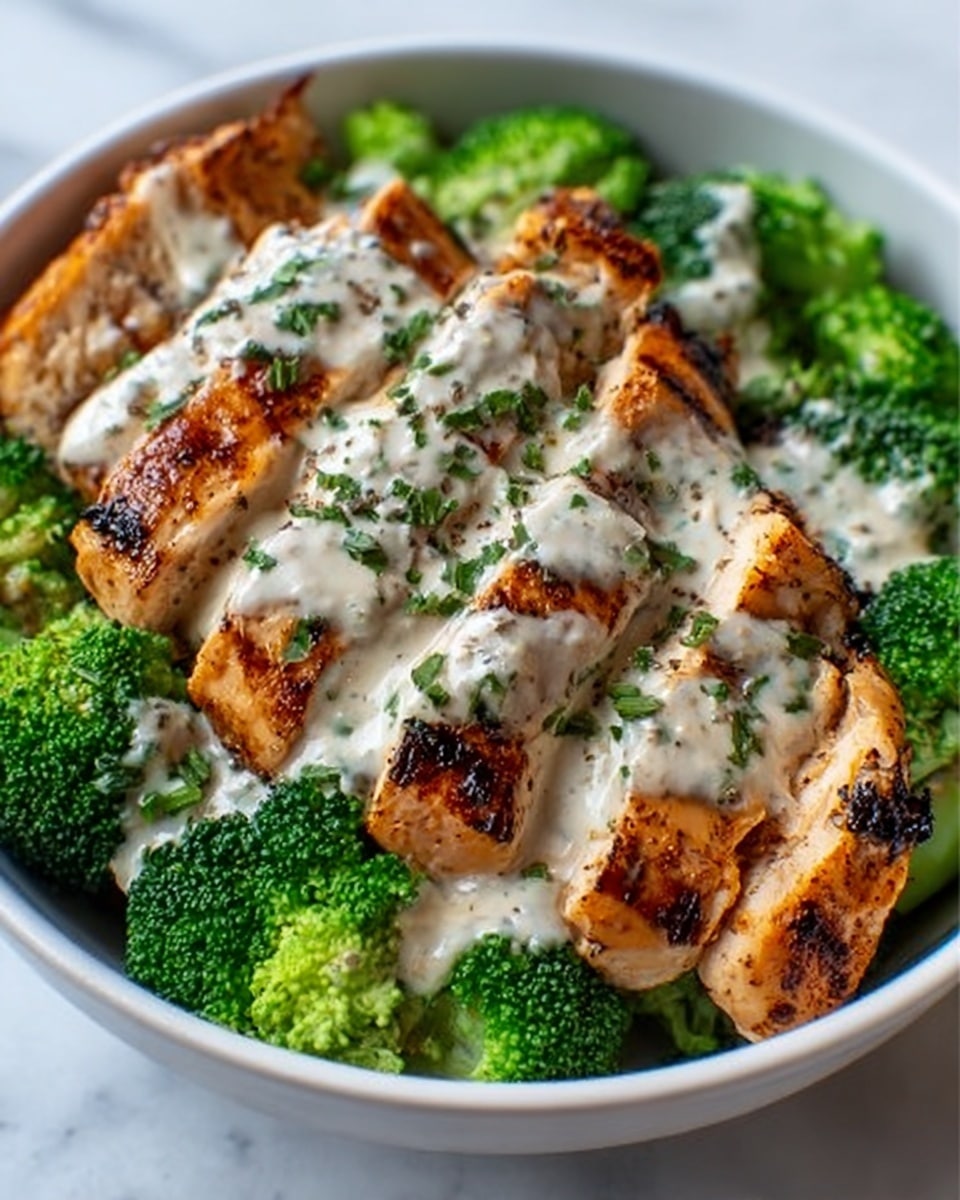 The image shows a white square baking dish filled with a layered casserole. The bottom layer looks like cooked shredded chicken mixed with a red sauce. Above this, a thick layer of melted, slightly browned cheese covers the dish, with fresh green herbs sprinkled evenly on top. Pieces of crispy fried onions are scattered over the cheese. The casserole is placed on a white marbled surface with two small white bowls nearby, one containing a red sauce and the other holding chopped green vegetables. A bottle of olive oil is also visible behind the dish. Photo taken with an iphone --ar 4:5 --v 7