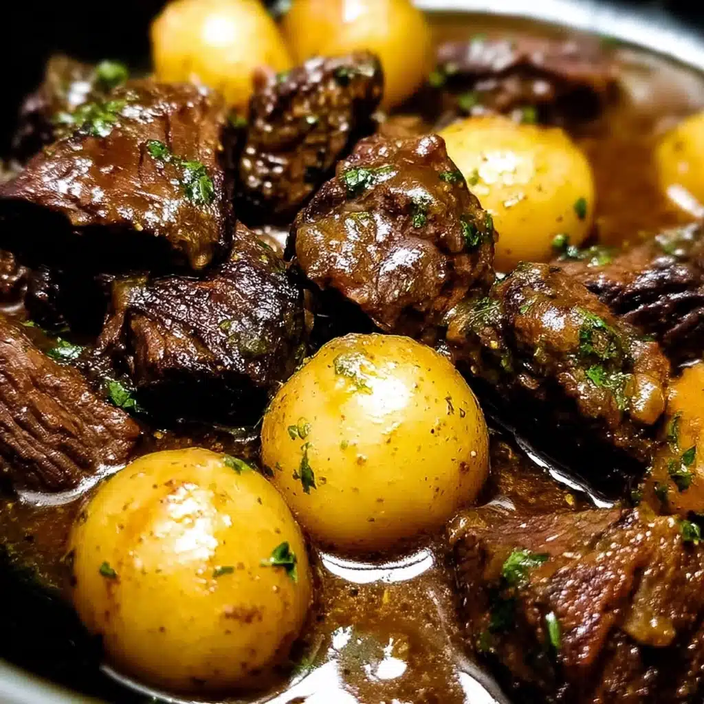 Crockpot Garlic Butter Beef Bites with Potatoes Recipe - Recipe Image