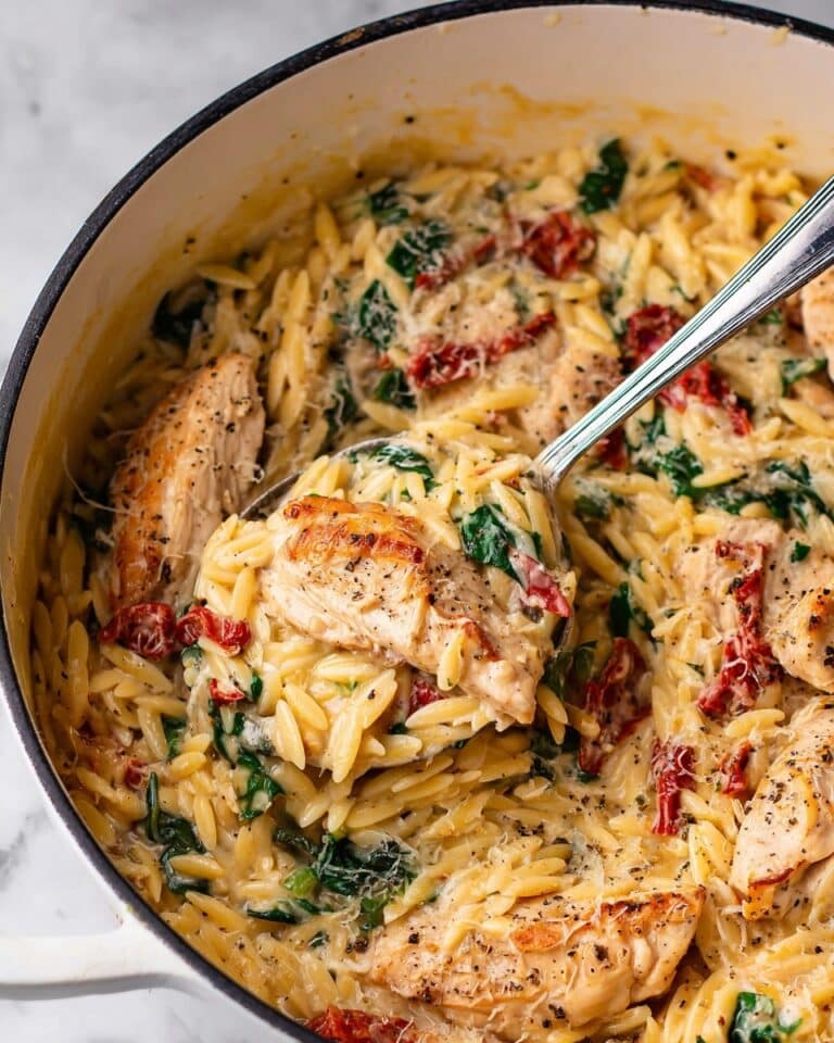Easy Creamy Sun-Dried Tomato Chicken Orzo Recipe