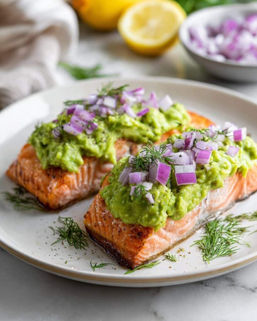 Baked Salmon with Avocado Mash Recipe