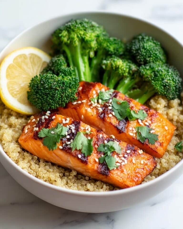 Baked Salmon with Quinoa and Steamed Broccoli Recipe