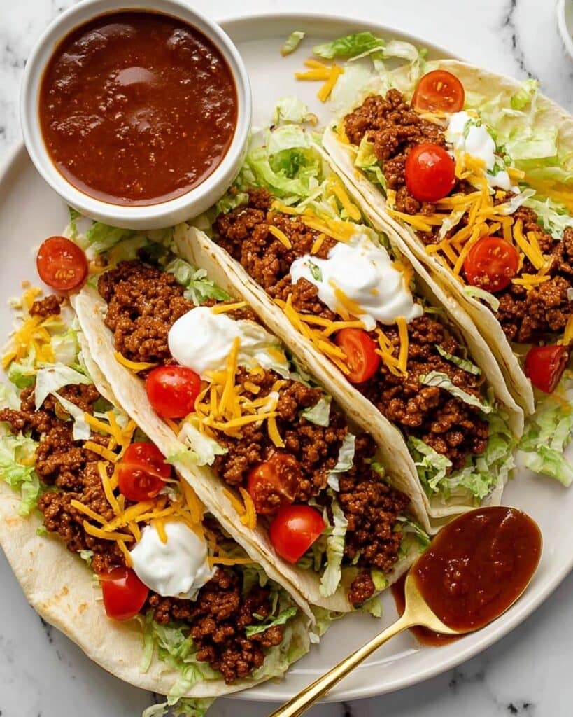 Perfectly Crispy Ground Beef Tacos with Fresh Toppings Recipe