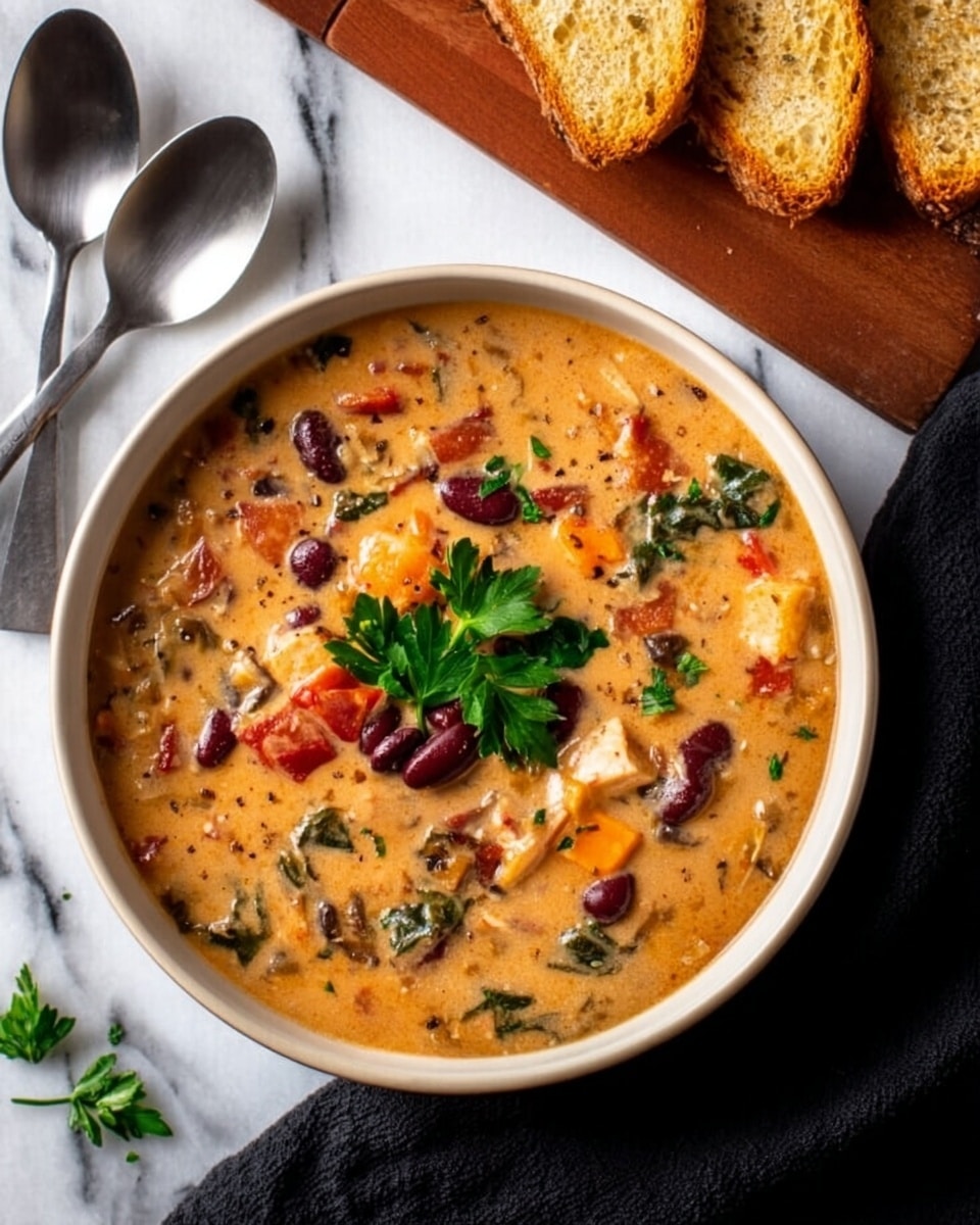 A white bowl filled with a thick, chunky chili that has layers of cooked ground meat, diced orange carrots, red tomato pieces, and small bits of green pepper, all in a rich red sauce. On top of the chili, there is a dollop of smooth white sour cream, two bright green slices of jalapeno, and a small bunch of fresh green cilantro leaves placed to the side. The bowl sits on a white marbled surface with two lime wedges to the left and a stacked set of white plates blurred in the background. photo taken with an iphone --ar 4:5 --v 7