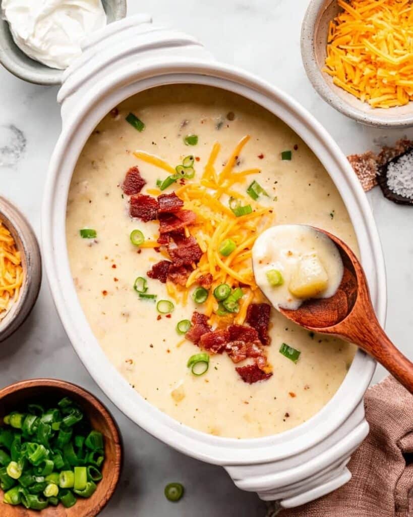 Healthy Slow Cooker Loaded Baked Potato Soup Recipe