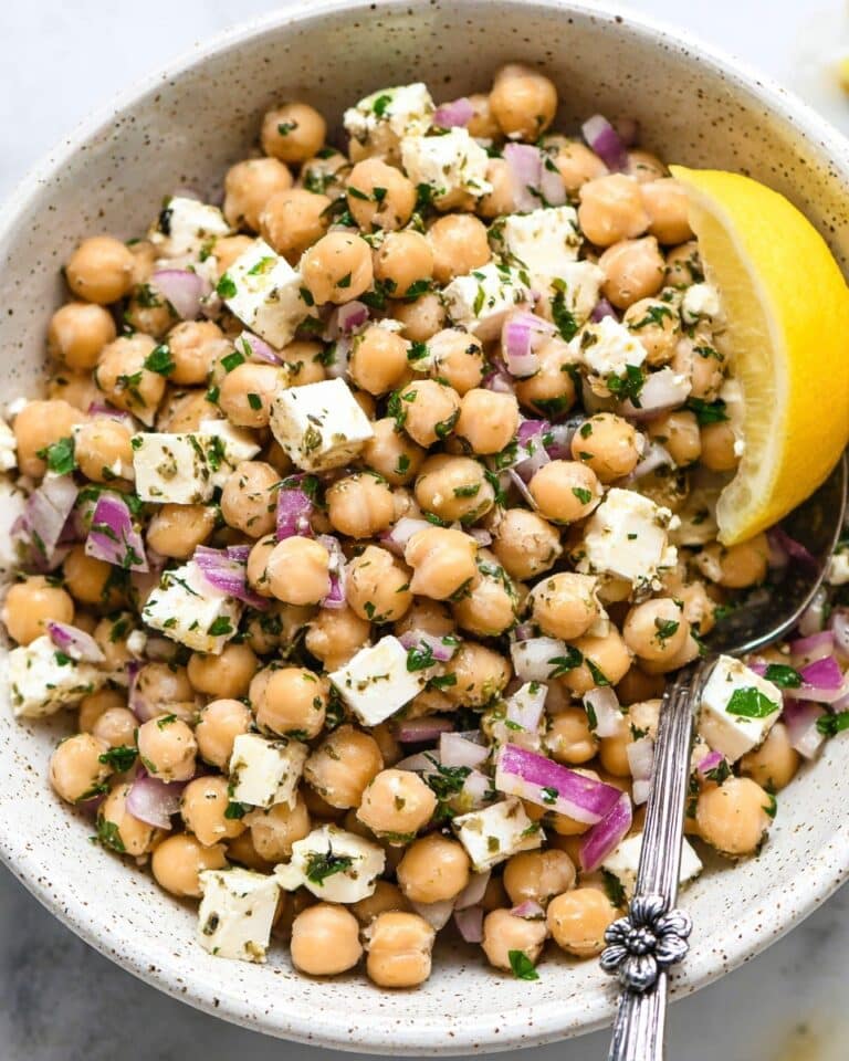 Lemony Chickpea Feta Salad Recipe
