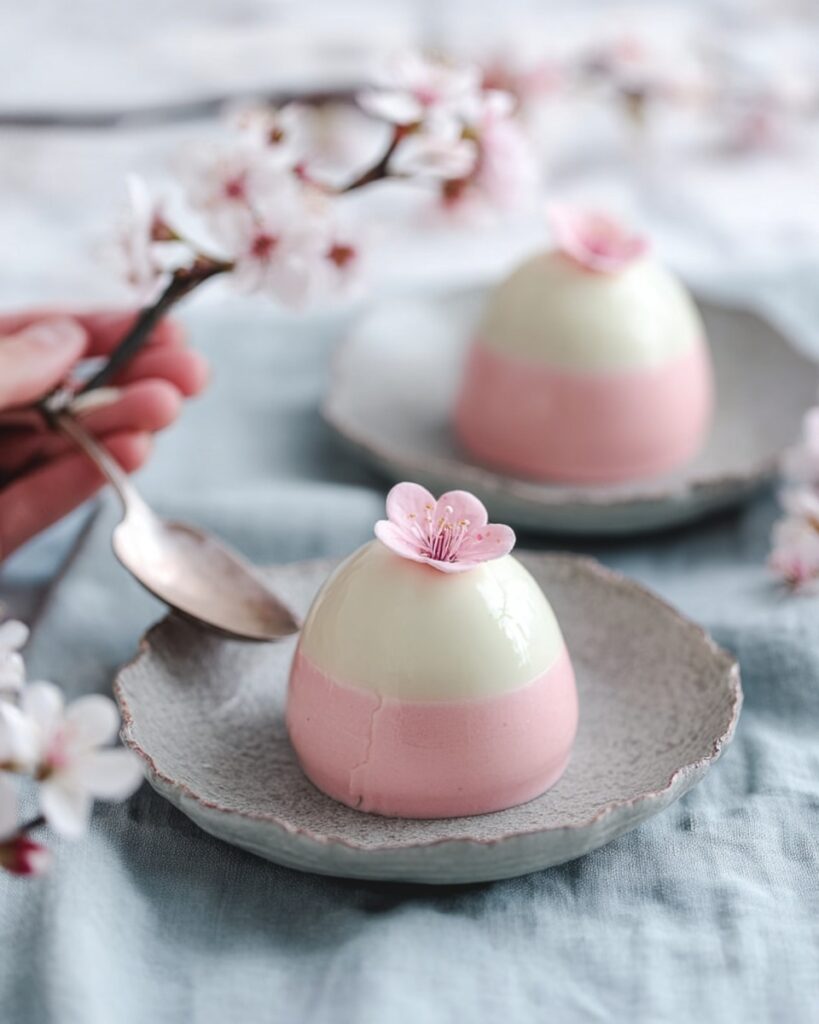 Cherry Blossom Milk Pudding with Salt-Pickled Cherry Blossom Jelly Recipe