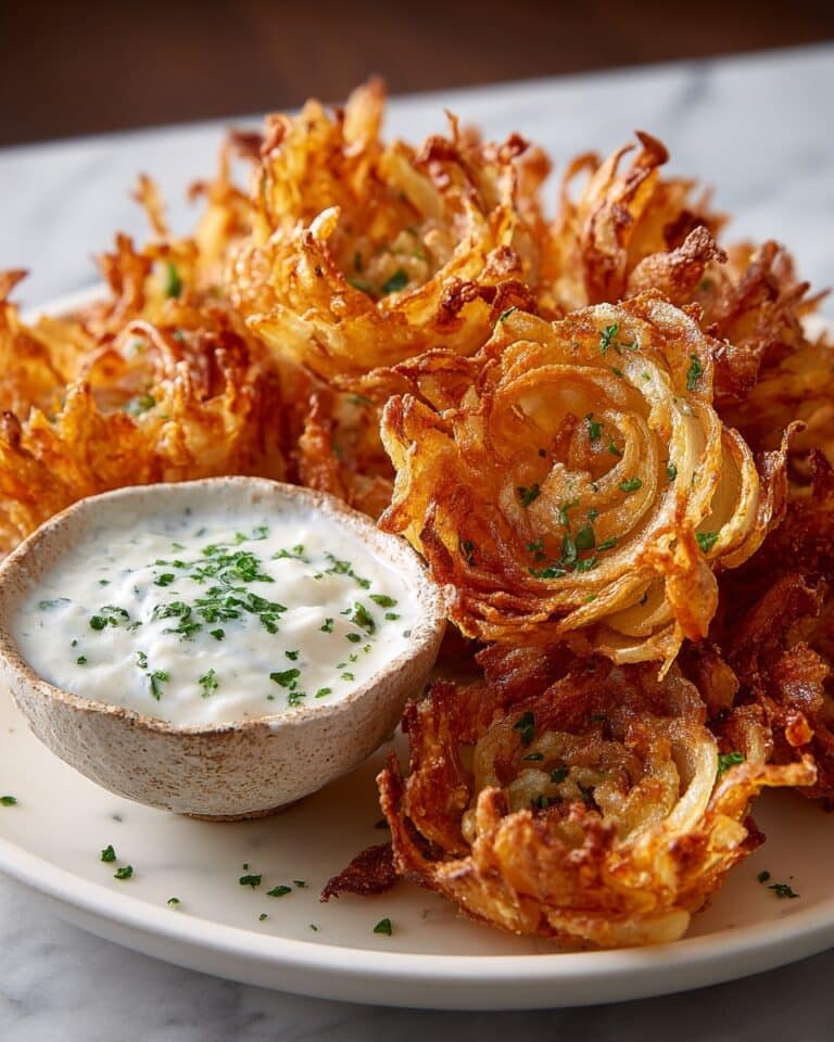 Crispy Mini Bloomin’ Onions with Creamy Buttermilk Ranch Dip Recipe