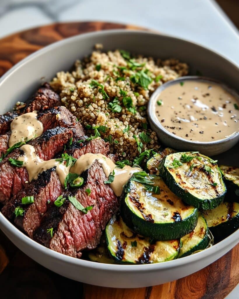 Grilled Steak and Zucchini with Whipped Feta Recipe