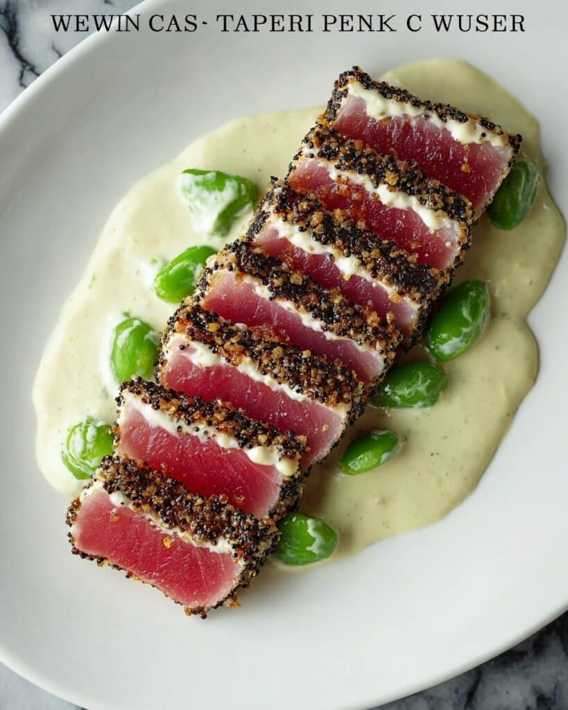 Pepper Crusted Tuna Steak with Wasabi Cream Sauce Recipe
