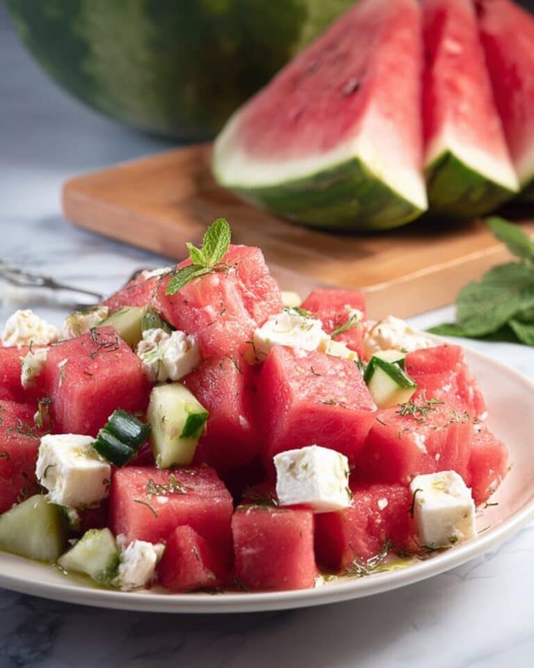 Watermelon Salad with Cucumbers and Feta Recipe