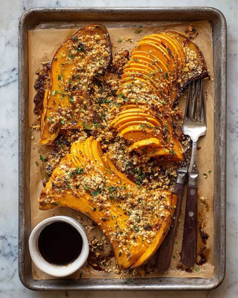 Hasselback Butternut Squash with Sage, Parmesan Breadcrumbs, and Maple Syrup Recipe