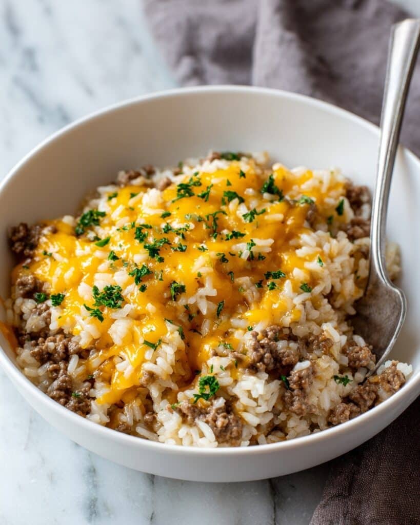 Cheesy Ground Beef and Rice Casserole Recipe