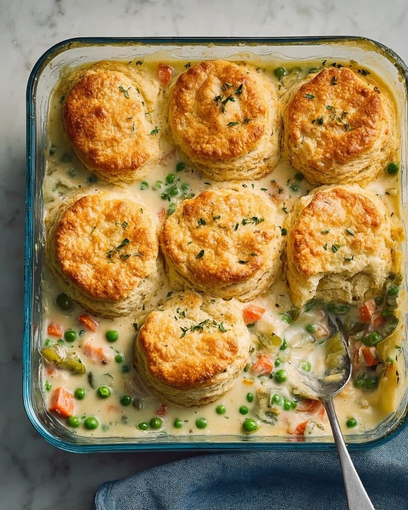 Savory Breakfast Pot Pie with Honey Butter Biscuit Topping Recipe