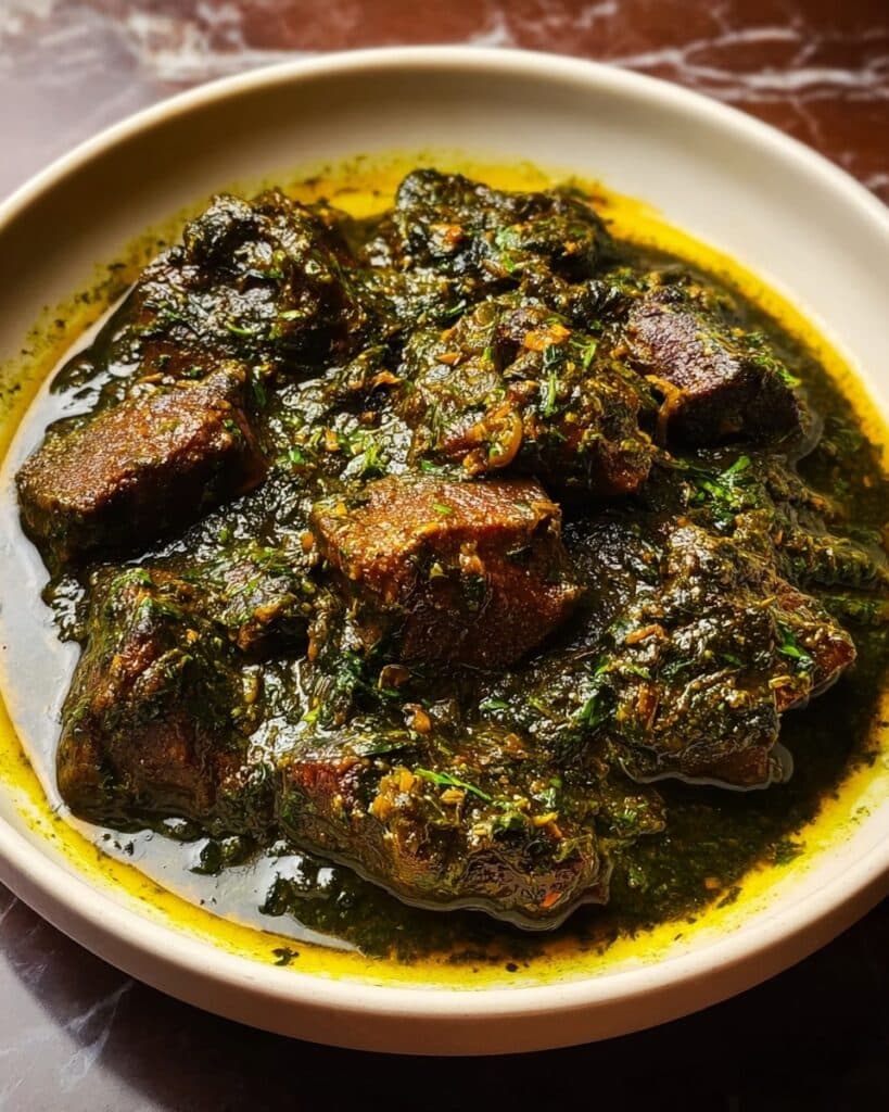 Beef Molokhia Stew with Lebanese Spices Recipe