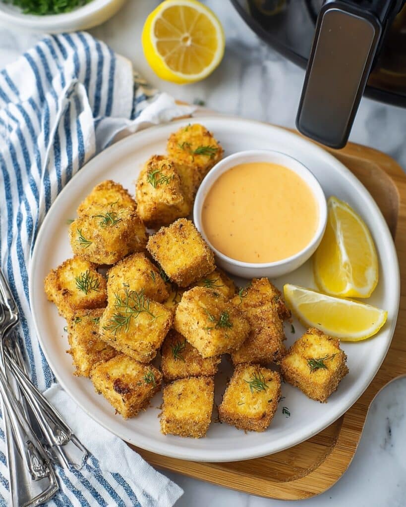 Air Fryer Salmon Nuggets with Sriracha Mayo Dipping Sauce Recipe