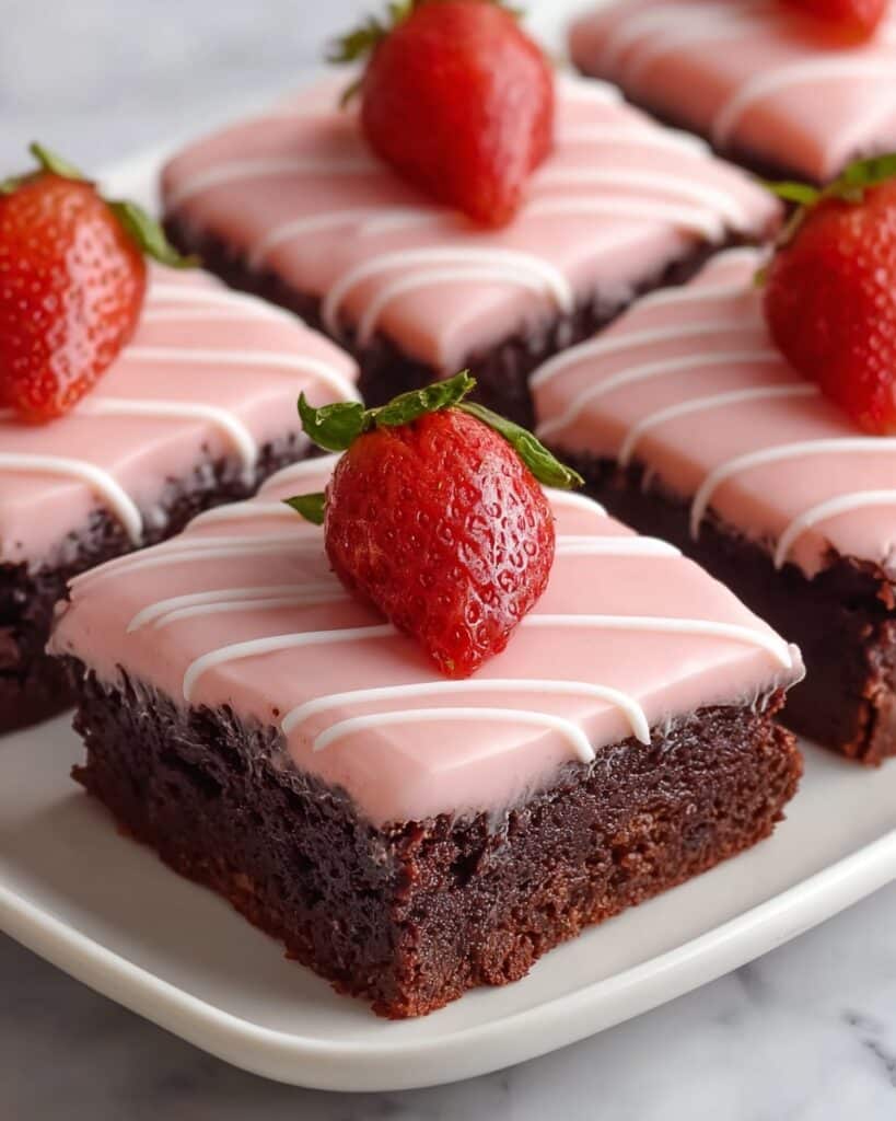 Strawberry Frosted Heart-Shaped Brownies Recipe