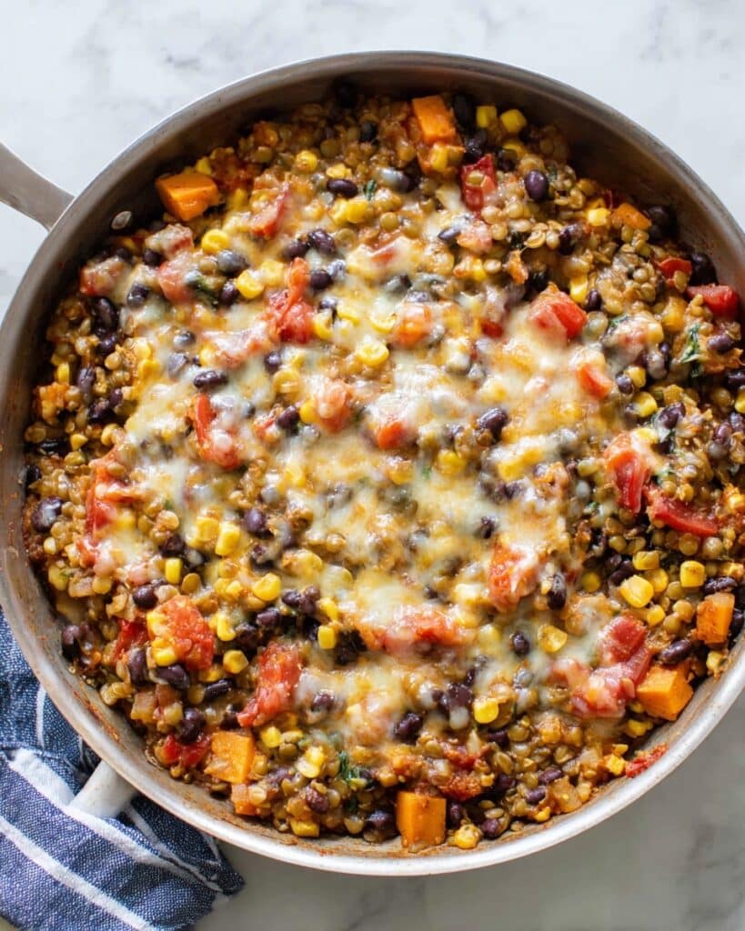 Mexican Lentils with Rice, Black Beans, and Enchilada Cheese Recipe