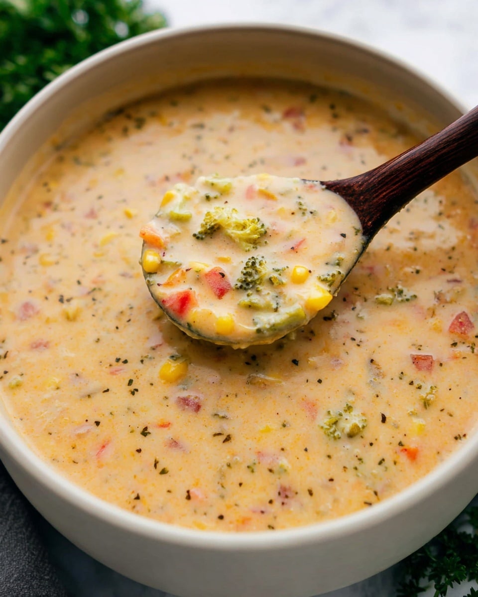 Creamy Vegetable Soup with Cheddar and Fresh Herbs Recipe