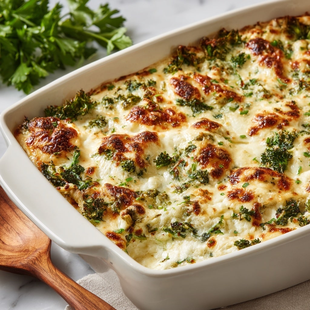 A white plate filled with a layered dish that has three main layers: the bottom layer has slices of soft, pale potato with some browned edges, the middle layer consists of cooked, dark green leafy vegetables, and the top layer includes browned, melted cheese mixed with small bits of cooked ground meat and crispy potato slices. Next to the dish is a golden-brown breadstick with a light sprinkle of herbs. The plate sits on a white marbled surface with a red-and-white striped cloth nearby, and some green leafy herbs and a basket of bread rolls are visible in the background. Photo taken with an iphone --ar 4:5 --v 7
