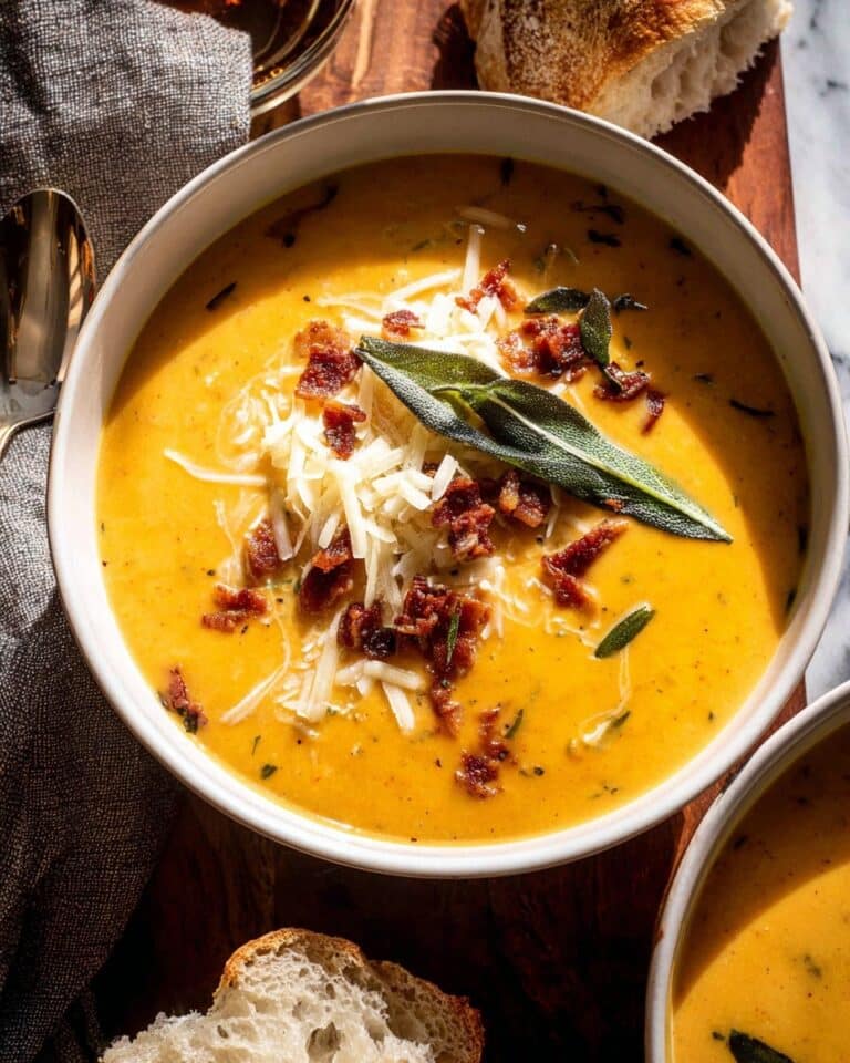 Creamy Butternut Squash Sage Pesto Soup Recipe