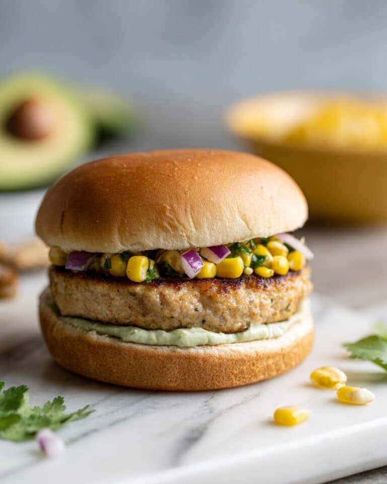 Best Turkey Burgers with Corn Salsa and Creamy Avocado Sauce Recipe