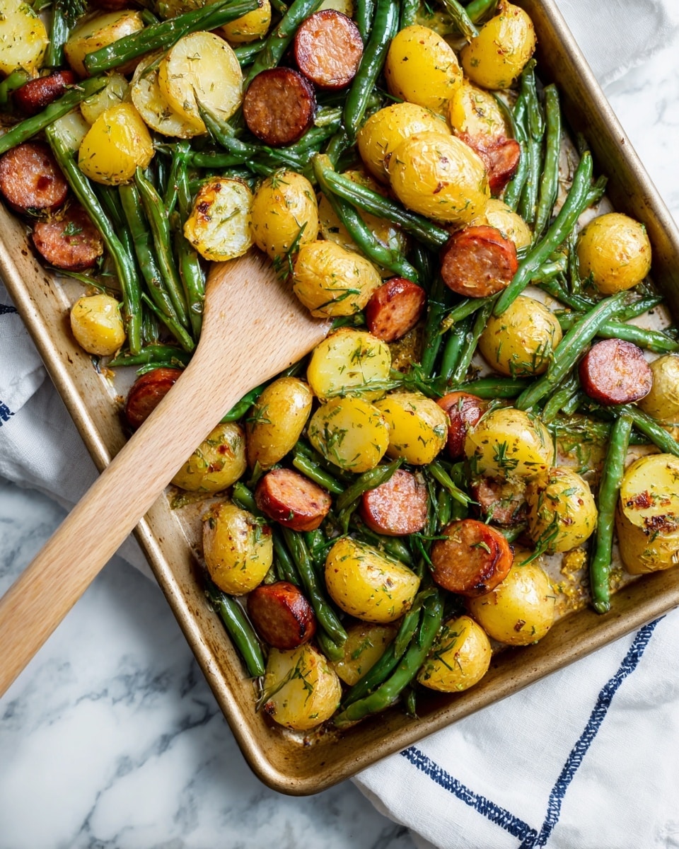 Sheet Pan Sausage, Green Beans, and Potatoes Recipe