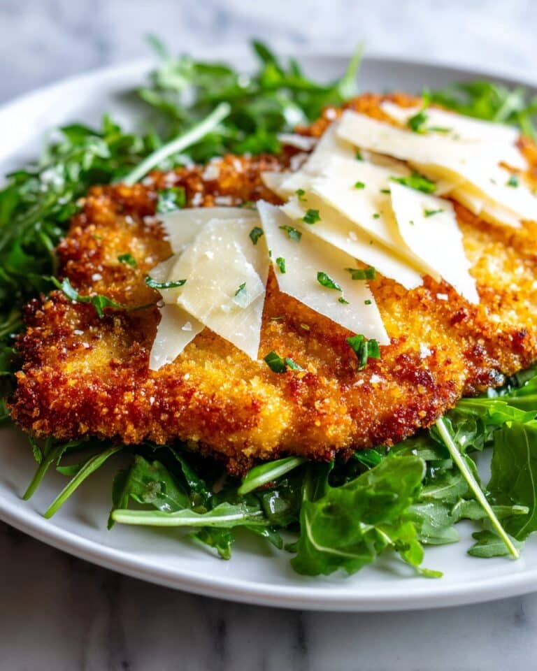 Crispy Pan-Fried Chicken Breast with Arugula and Parmesan Recipe
