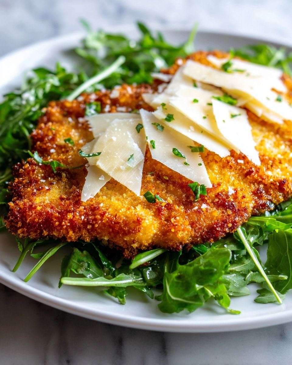 Crispy Pan-Fried Chicken Breast with Arugula and Parmesan Recipe