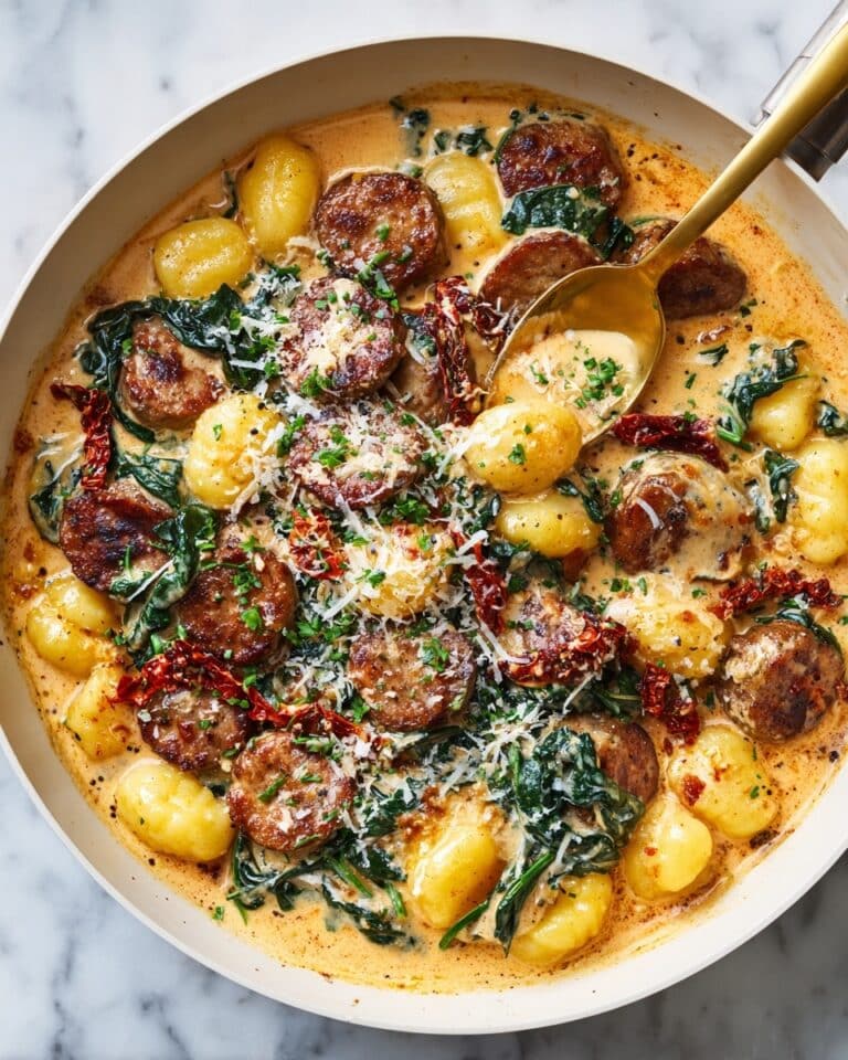 One Pan Creamy Tuscan Sausage Gnocchi Recipe