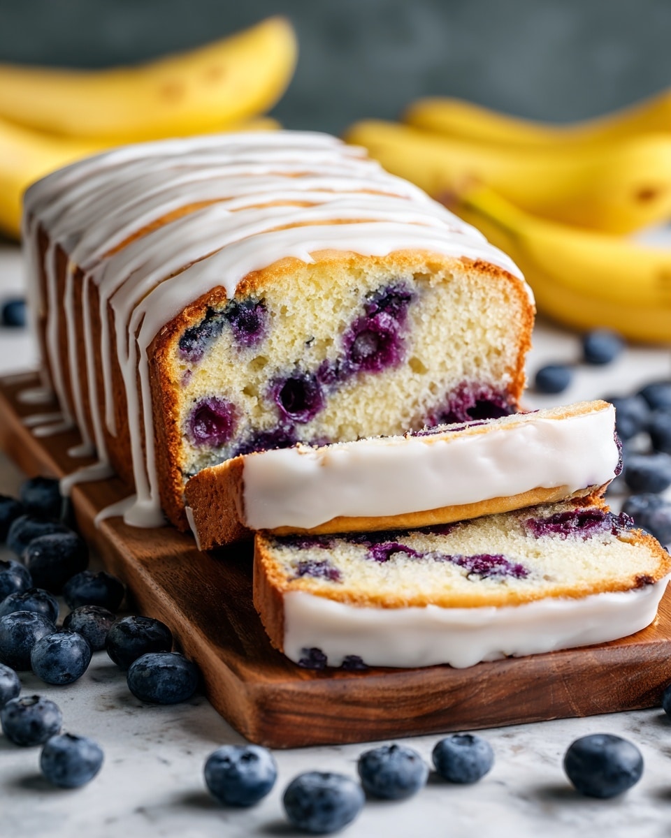 Blueberry Banana Bread with Lemon Glaze Recipe