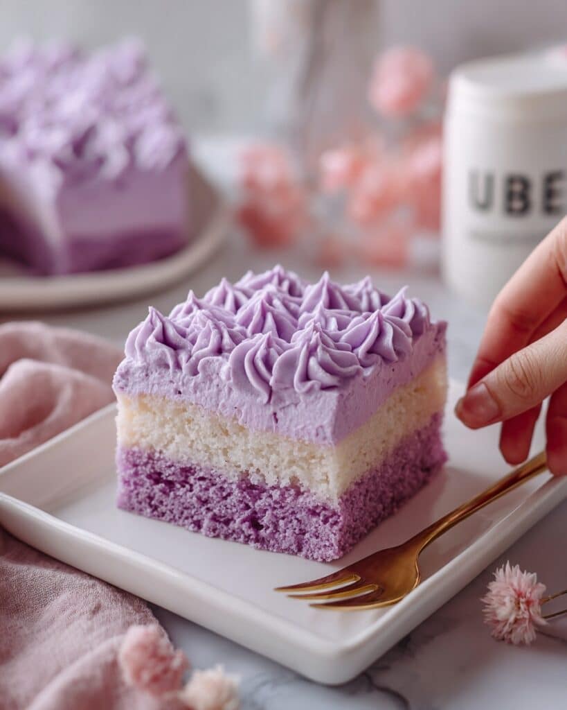Vegan Ube Sheet Cake with Ube Buttercream and Powder Dusting Recipe