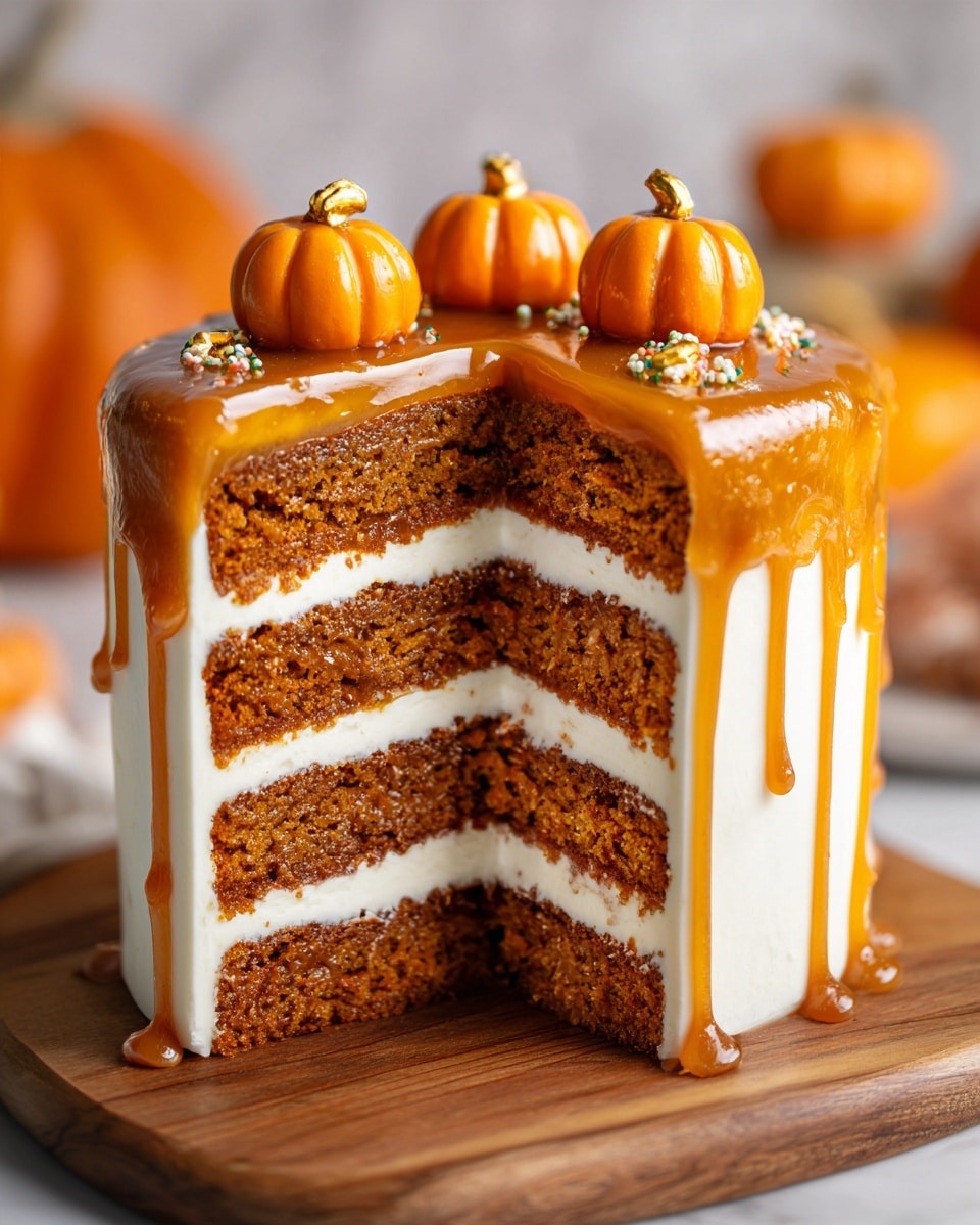 Pumpkin Caramel Cake with Maple Cream Cheese Frosting Recipe
