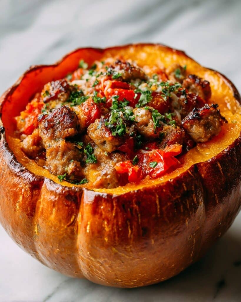 Stuffed Acorn Squash with Sausage and Apples Recipe